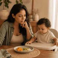 Mãe e bebê em uma refeição